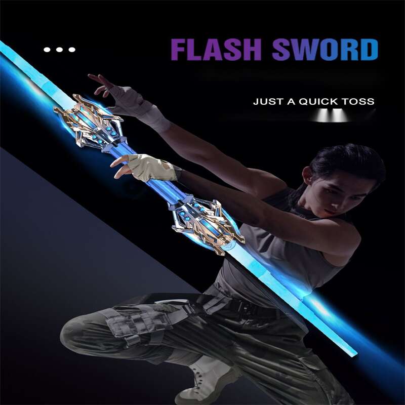 Double-head Rotatable Flash Lightsaber Telescopic Sword