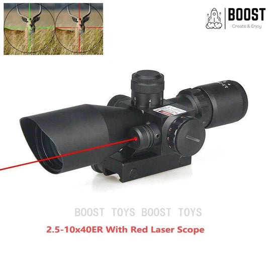 S05- 2.5-10x40ER Aluminum Scope With Red Laser - BOOST TOYS