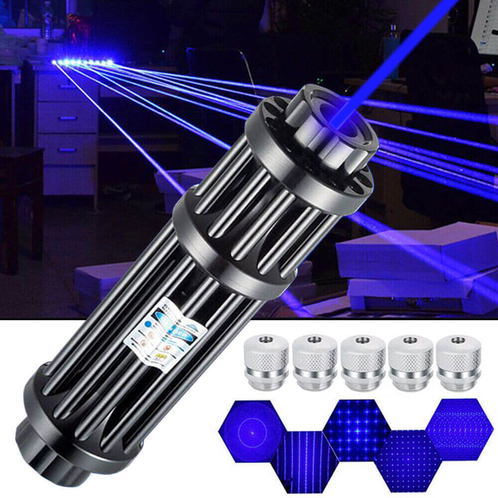 Blue Gatling Burning Laser Pointer Adjustable Visible Beam Dot Light