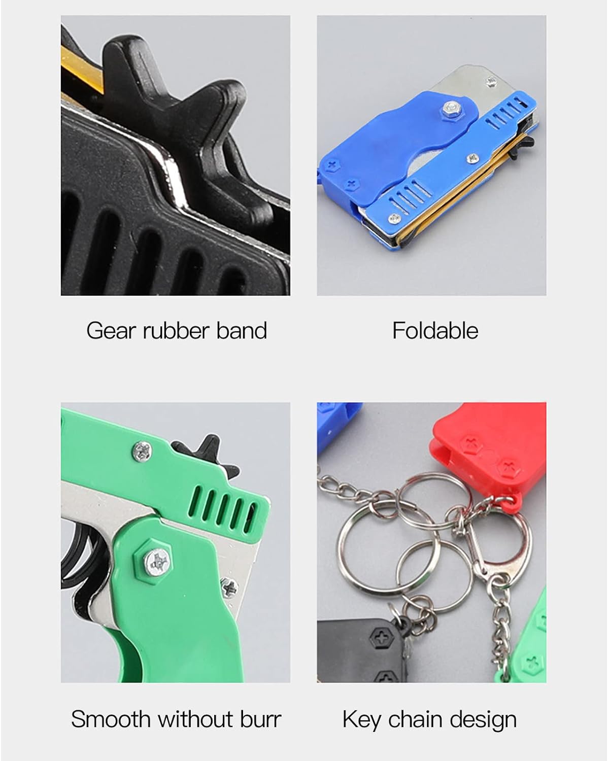 4Pcs Rubber Band Gun Toy Foldable Toy Rubber Gun with 240 Rubber Bands