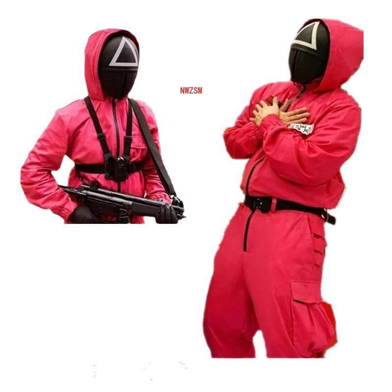 Squid game villain Red jumpsuit cosplay costume Halloween party Round Six mask - BOOST TOYS