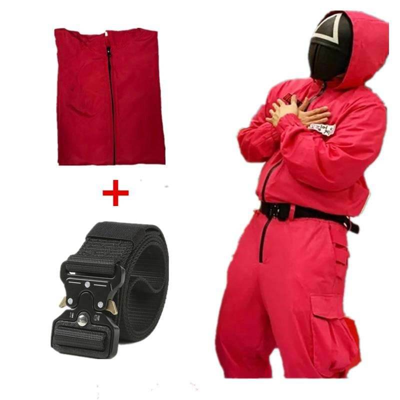 Squid game villain Red jumpsuit cosplay costume Halloween party Round Six mask - BOOST TOYS