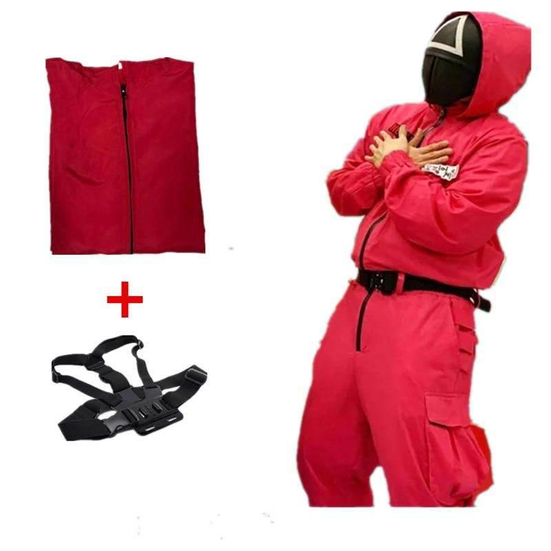 Squid game villain Red jumpsuit cosplay costume Halloween party Round Six mask - BOOST TOYS