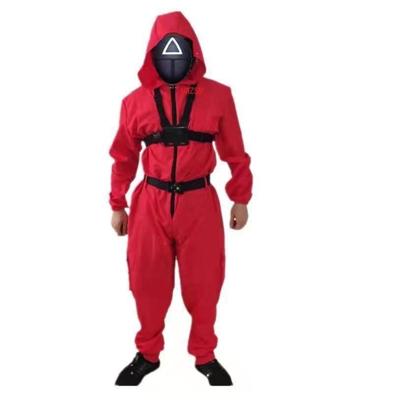 Squid game villain Red jumpsuit cosplay costume Halloween party Round Six mask - BOOST TOYS