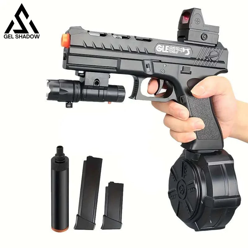 Gle 817 Glock Toy Gel Ball Blaster With Drum Gle-817 Black / 3 Mags